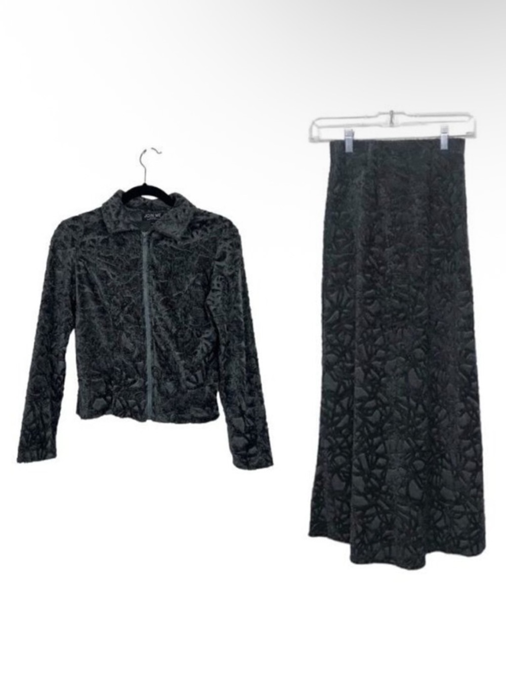 Join Me Gray Textured Skirt and Jacket Set Small